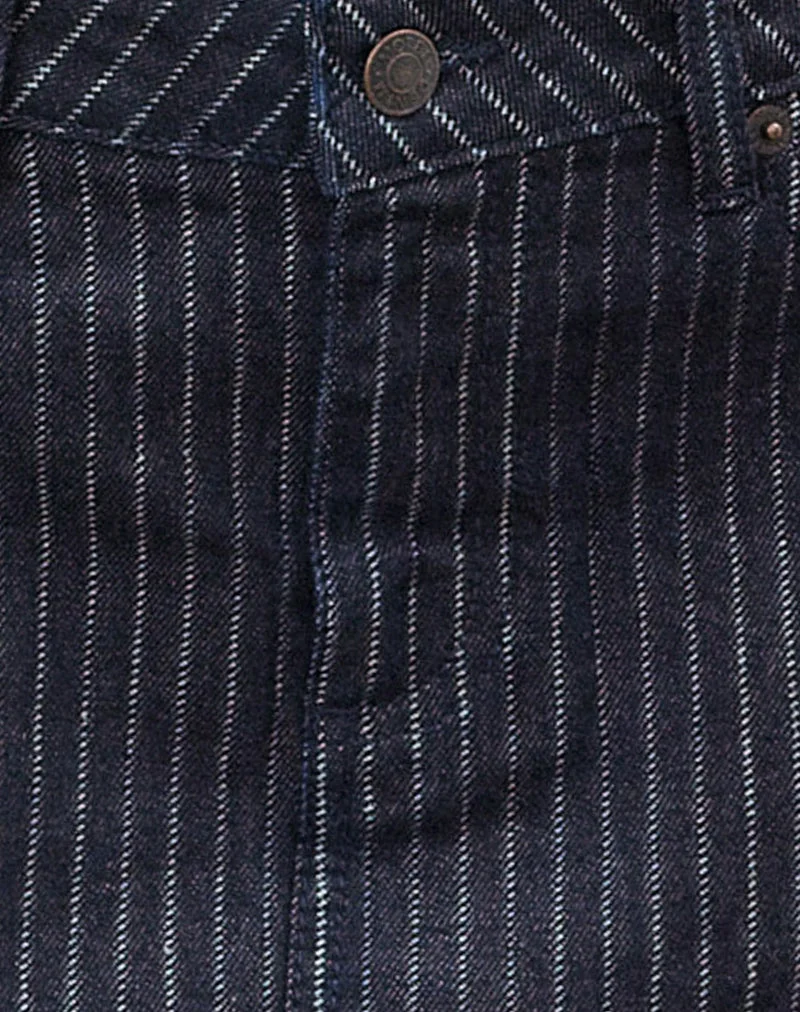 Jeans-Minirock mit Streifenmuster in Indigo