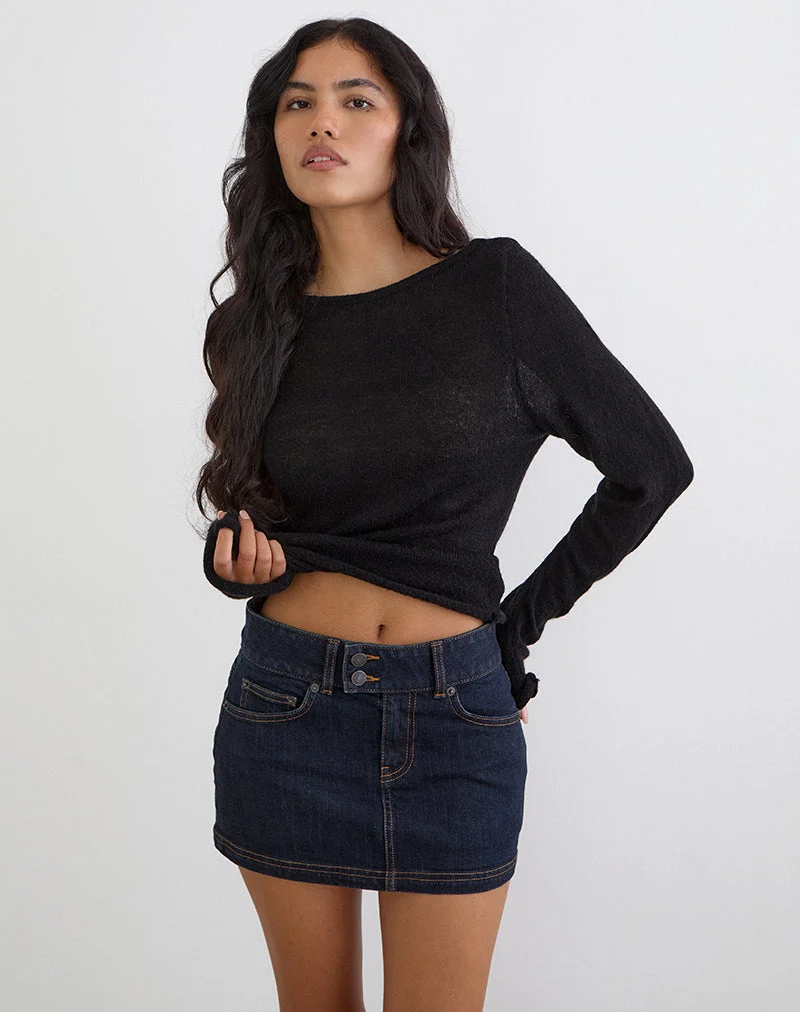 Minirock aus Denim mit niedriger Leibhöhe in Indigo