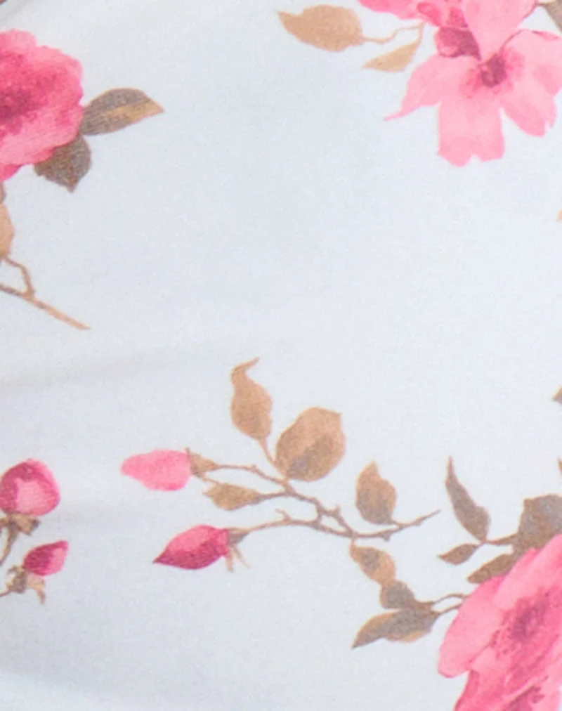 Laufey Bikini-Oberteil in Weiß mit rosa Blumenmuster