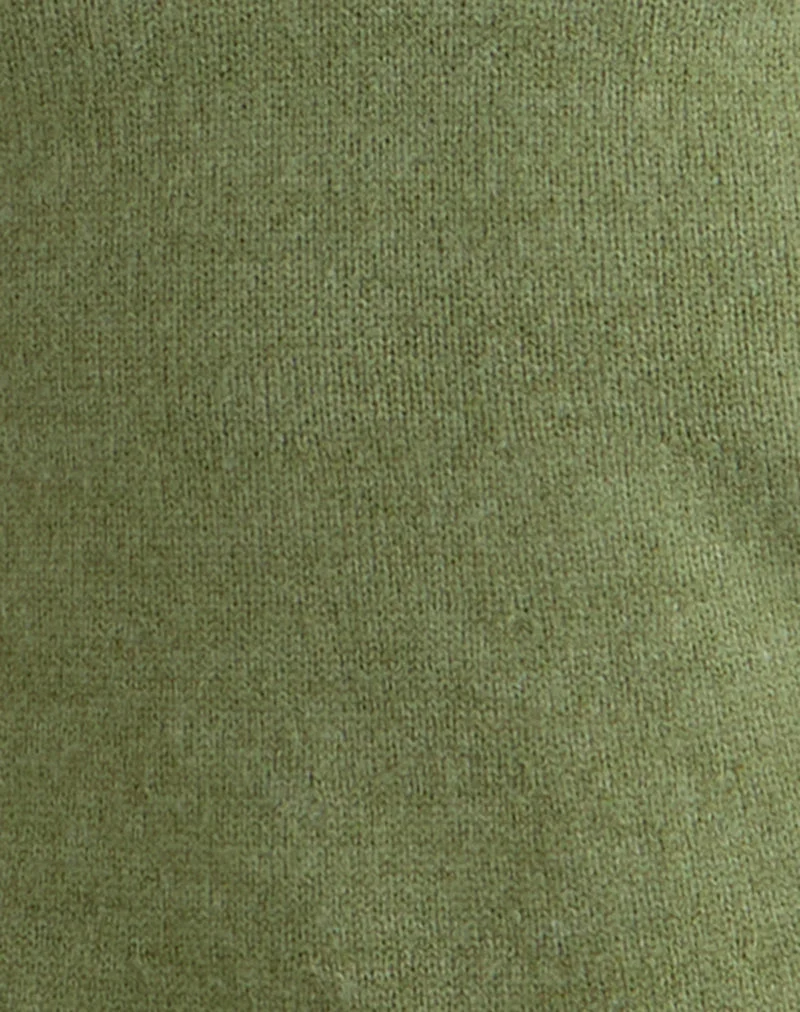 Kodia-Minikleid mit Muschelverzierung aus Strick in Olivgrün