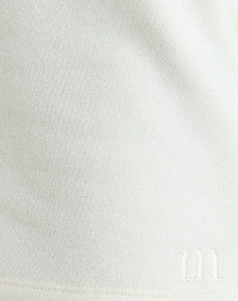 Lecent-Shorts in Winterweiß mit farblich abgestimmter „M“-Stickerei