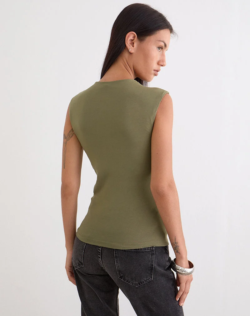 Otso Twist Wrap Top aus Rayon-Jersey in Khaki