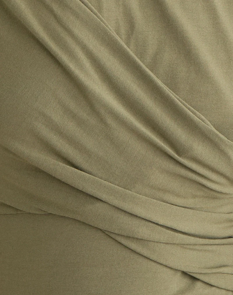Otso Twist Wrap Top aus Rayon-Jersey in Khaki