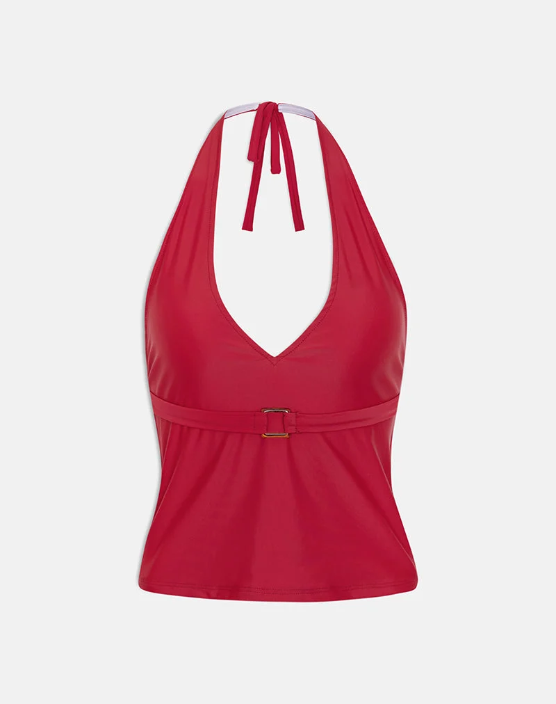 Towi Swim Tank Top in Kardinalrot mit Gürtel