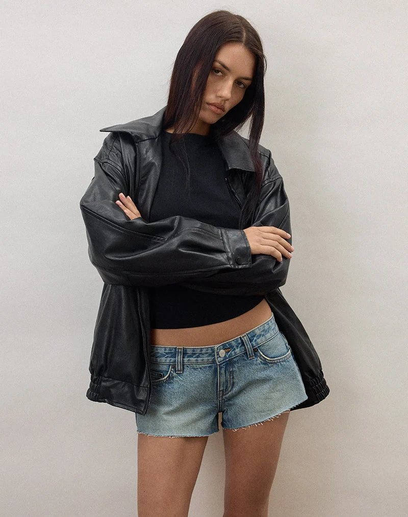 Micro-Denim-Hotpants in Vintage-Blau