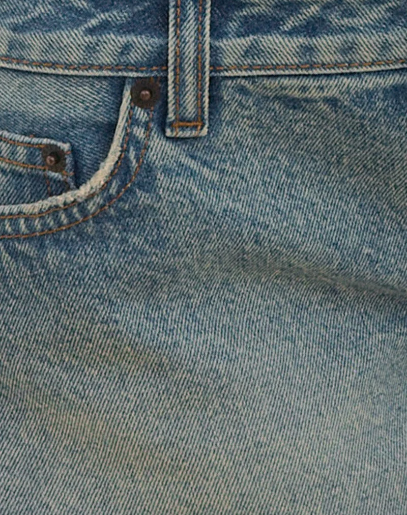 Micro-Denim-Hotpants in Vintage-Blau