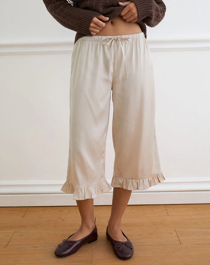 Tunelia Capri-Hose aus Satin in der Farbe „Champagne“