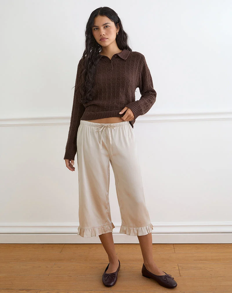 Tunelia Capri-Hose aus Satin in der Farbe „Champagne“