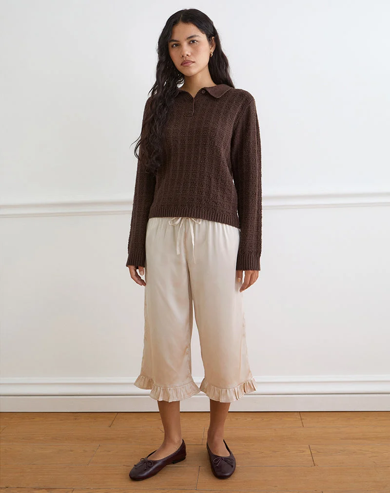 Tunelia Capri-Hose aus Satin in der Farbe „Champagne“