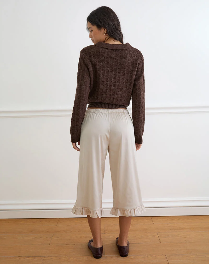 Tunelia Capri-Hose aus Satin in der Farbe „Champagne“