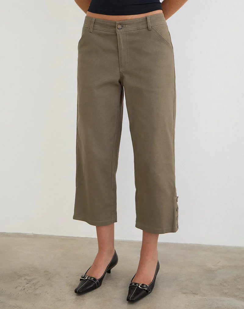 Selesa Capri-Hose aus Twill in Khaki