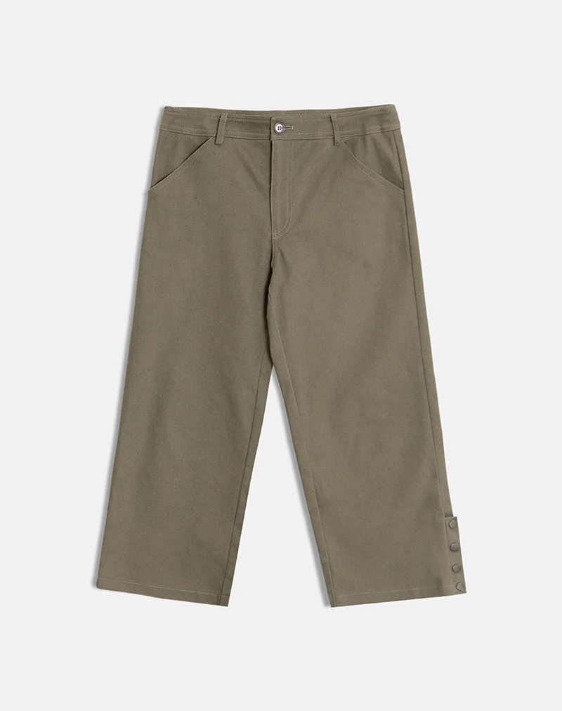 Selesa Capri-Hose aus Twill in Khaki
