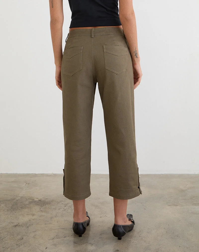 Selesa Capri-Hose aus Twill in Khaki
