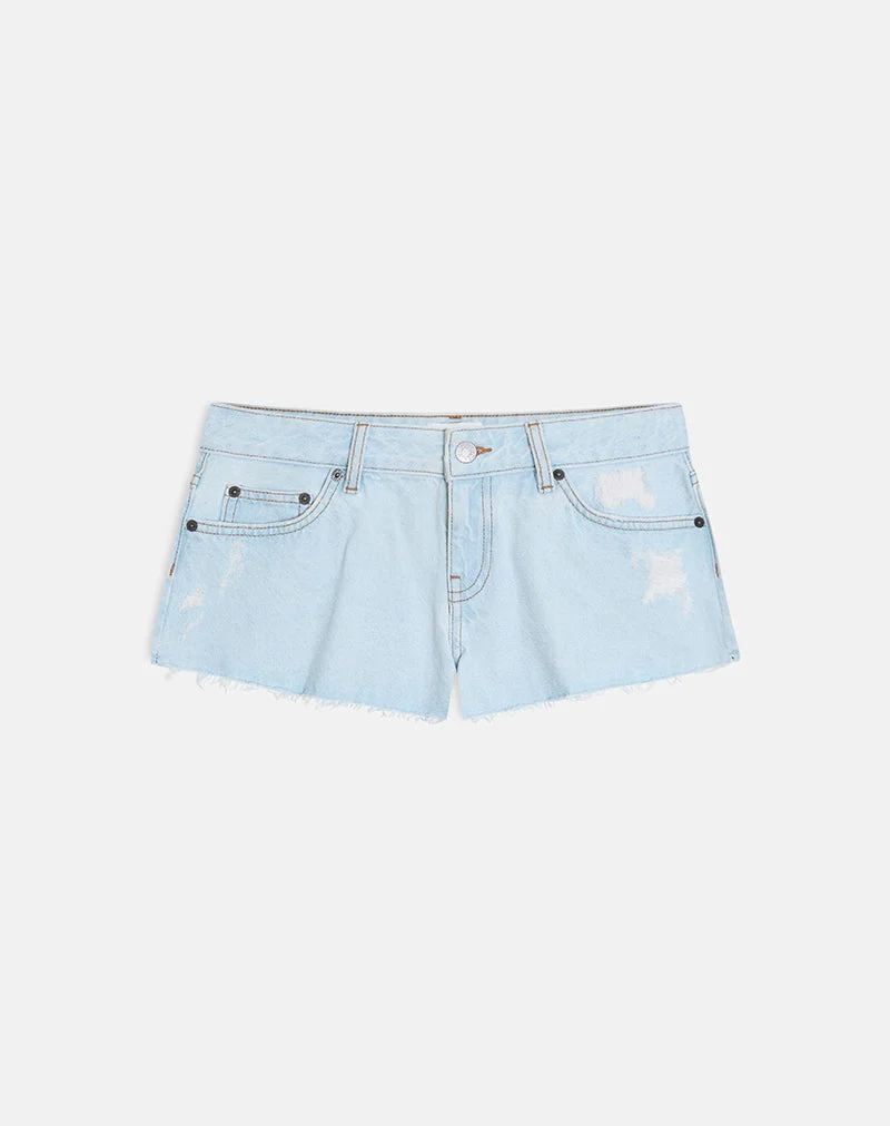 Micro-Denim-Hotpants in Sun-Bleach-Blau