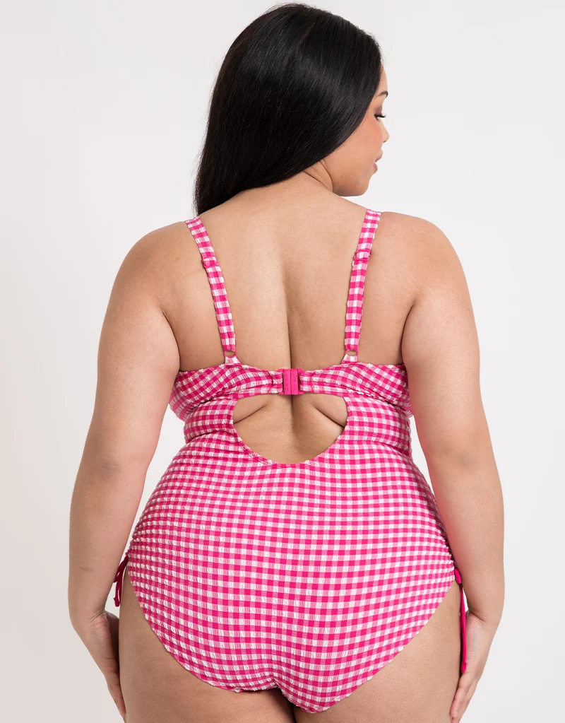 Curvy Kate Holiday Check Non Wired Swimsuit Raspberry Pink