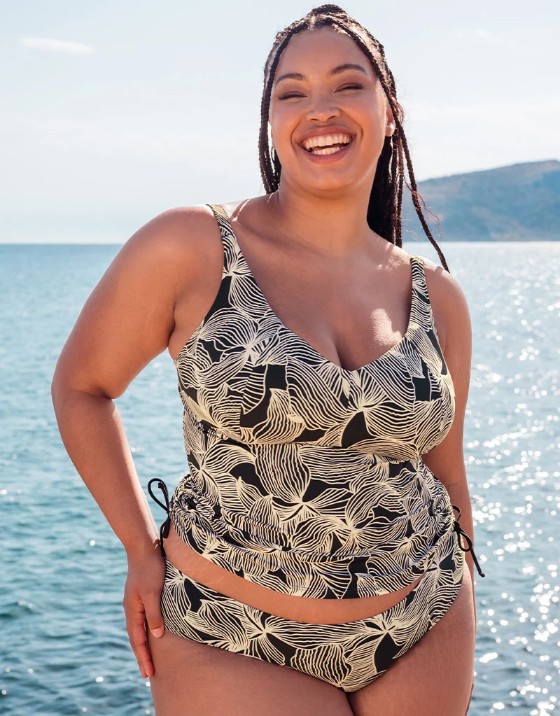 Curvy Kate Ripple Reef Non-Wired Multiway Tankini Top Black Print