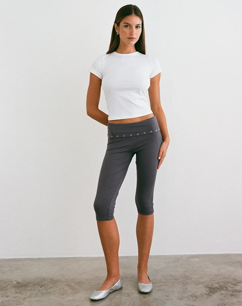 Enmu Capri-Hose aus Jersey in Anthrazit mit Ösen