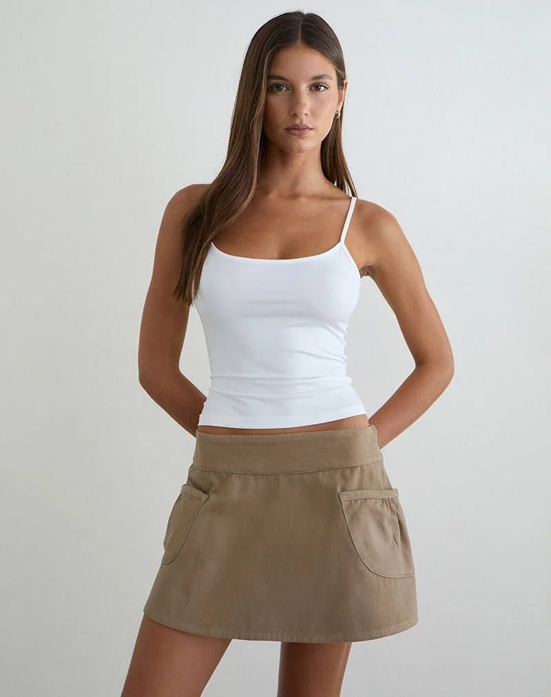Enyo Minirock aus Twill in Khaki mit Seitentasche