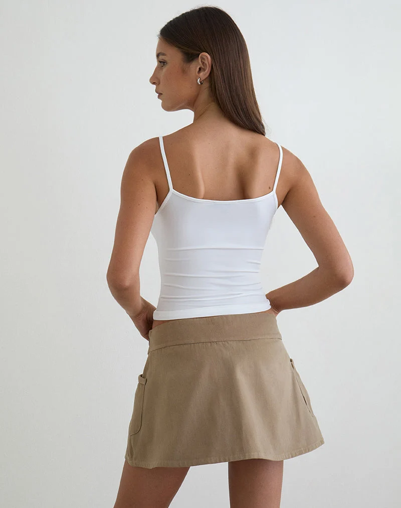 Enyo Minirock aus Twill in Khaki mit Seitentasche