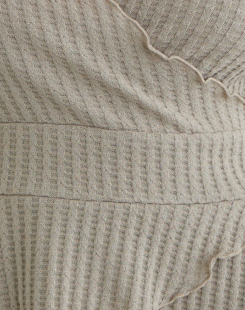 Kiwari Top aus Waffelstrick in Stone