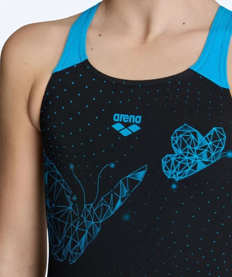 Arena Badeanzug für Mädchen - Butterfly - Schwarz/Blau