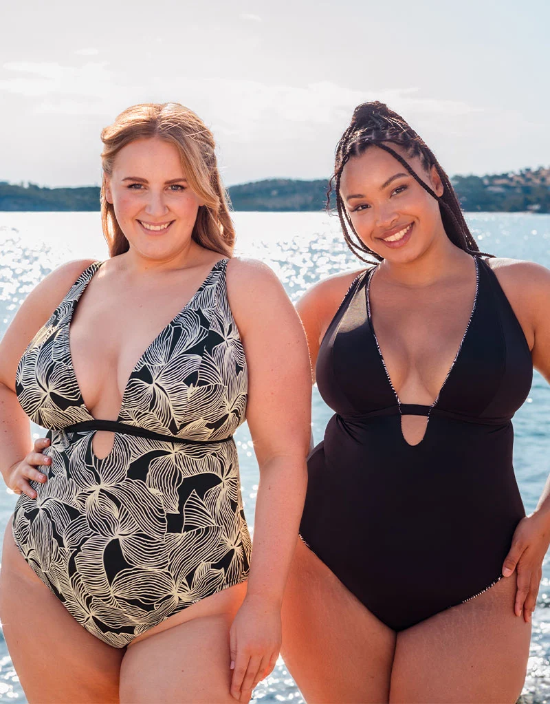 Curvy Kate Ripple Reef Reversible Non-Wired Multiway Swimsuit Black Print
