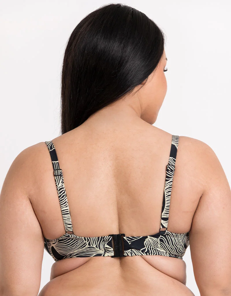 Curvy Kate Ripple Reef Padded Balcony Bikini Top Black Print