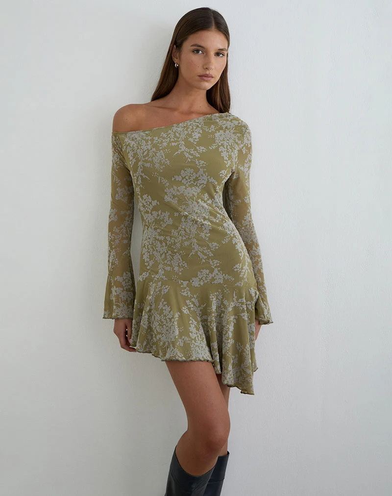 Ruhato Minikleid in Moosblüte Oliv