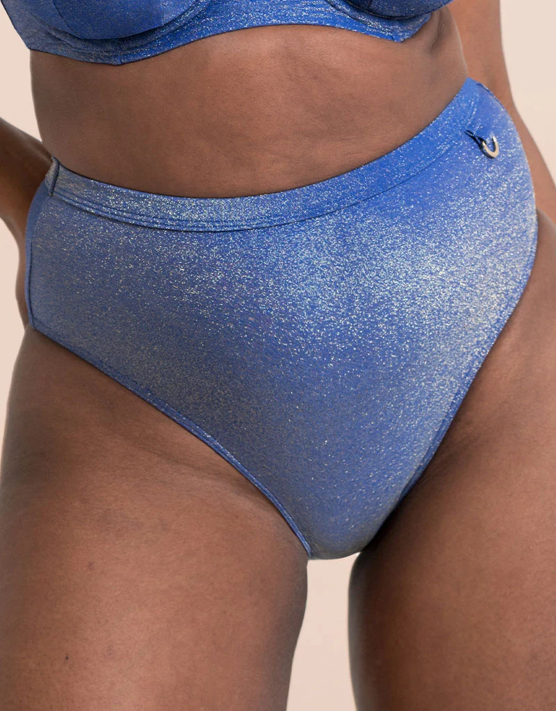 Curvy Kate Sapphire Seas High Waist Bikini Brief Blue Sparkle