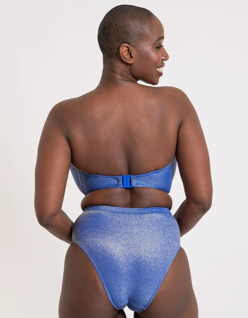 Curvy Kate Sapphire Seas Bandeau Bikini Top Blue Sparkle