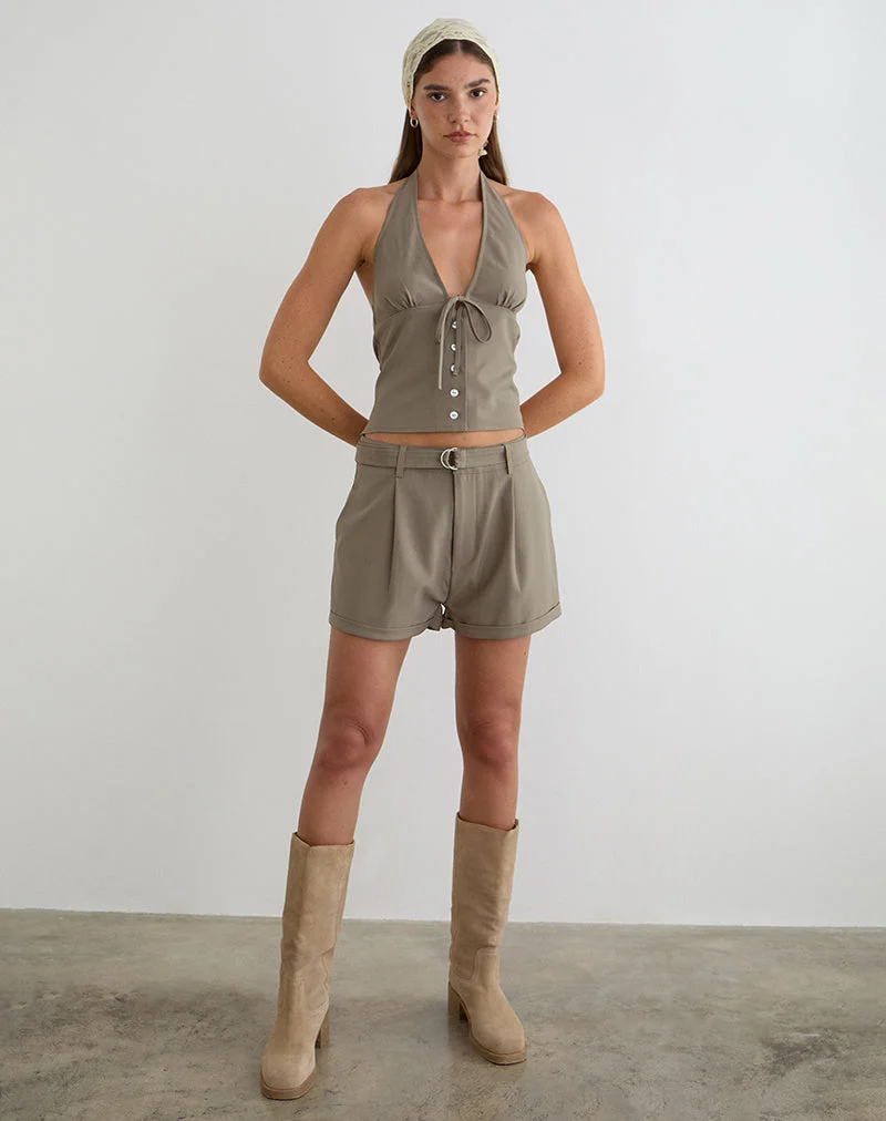 Miluta Shorts in Tailoring, Dunkelbeige