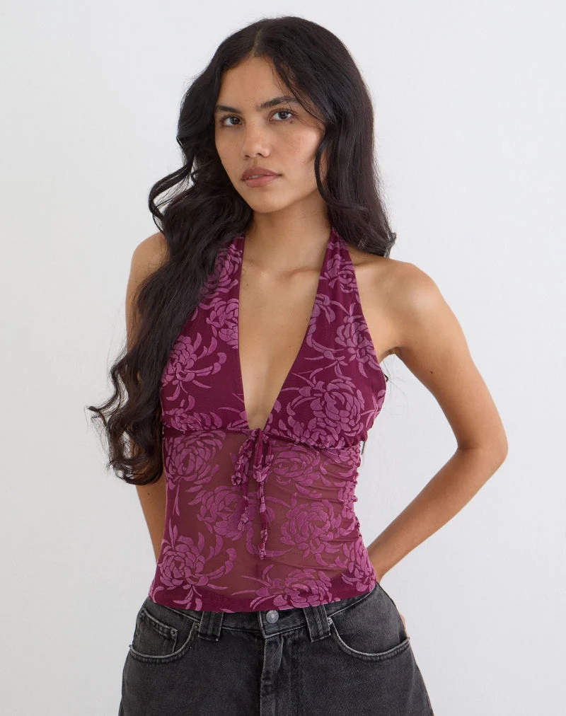Kadio-Top in Flock Shadow Leaf Plum