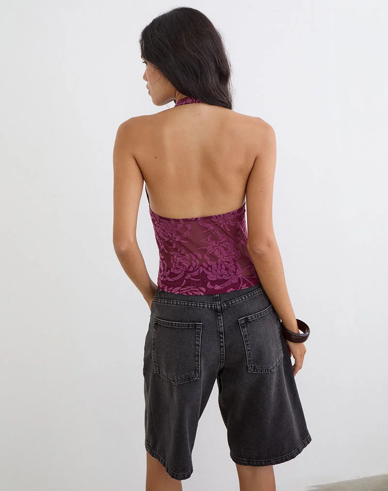 Kadio-Top in Flock Shadow Leaf Plum