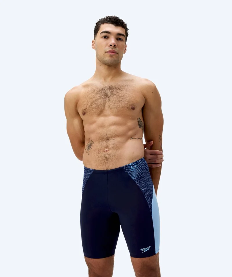 Speedo lange Badehose für Herren - Endurance Max Splice - Dunkelblau/Hellblau