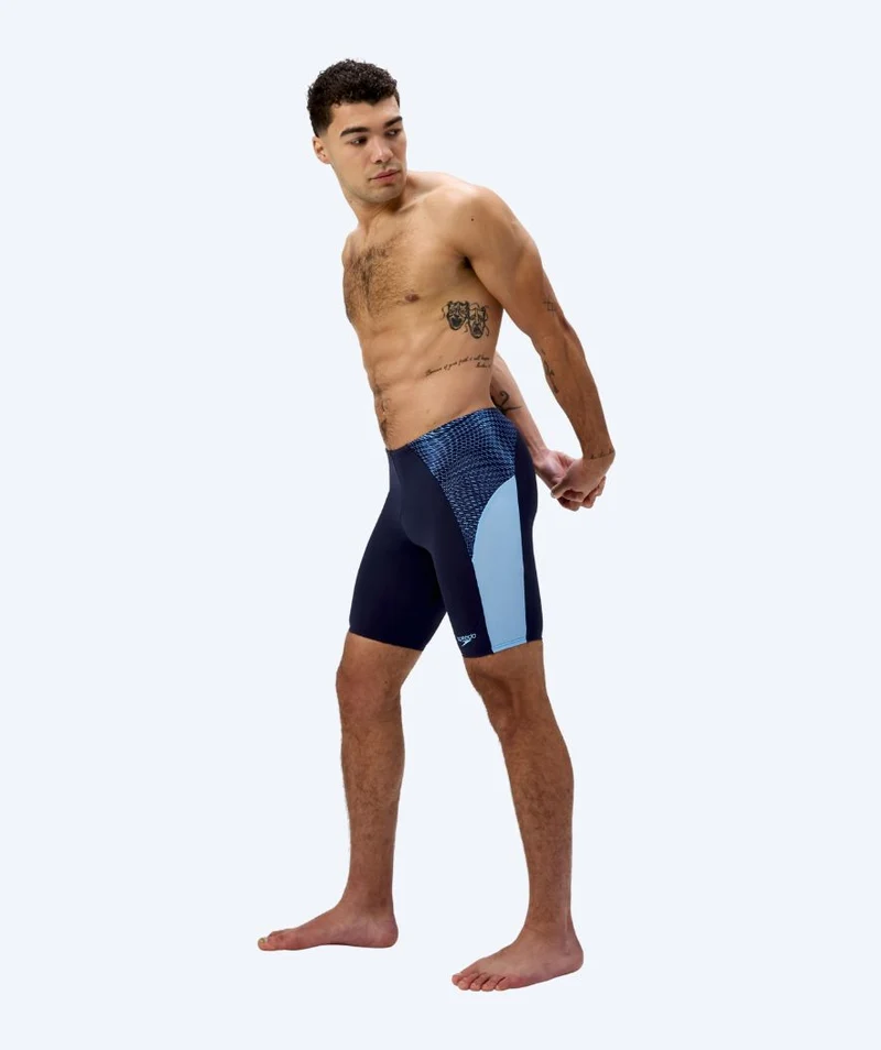 Speedo lange Badehose für Herren - Endurance Max Splice - Dunkelblau/Hellblau