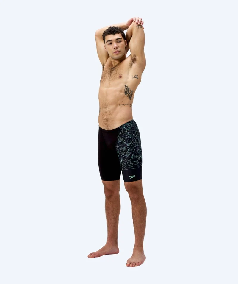 Speedo lange Badehose für Herren - Hyperboom V-Cut - Schwarz/Grün