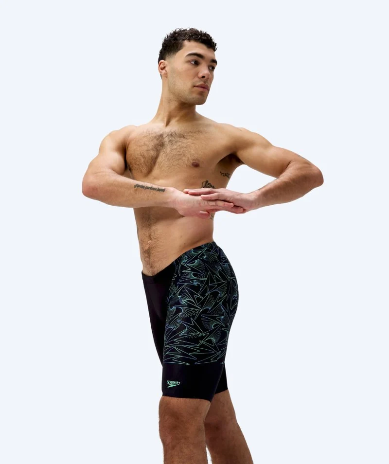 Speedo lange Badehose für Herren - Hyperboom V-Cut - Schwarz/Grün