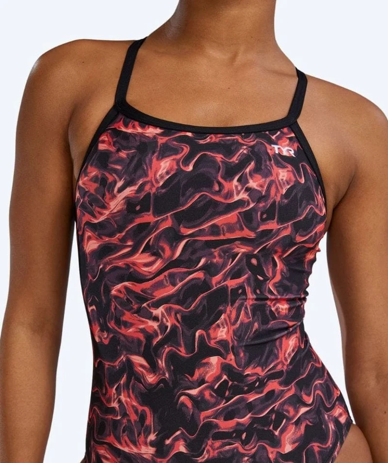 TYR Badeanzug für Damen - Durafast Energia Diamondfit - Rot/Schwarz