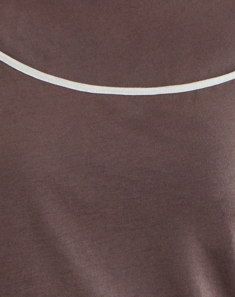 Laken-Langarmshirt in der Farbe „Walnut“ mit „Vanilla Ice“-Einfassung