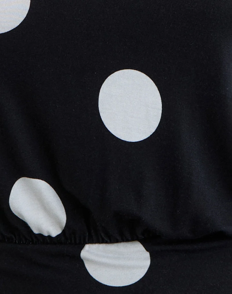 Saerin Neckholder-Top in Schwarz mit weißen Polka-Punkten