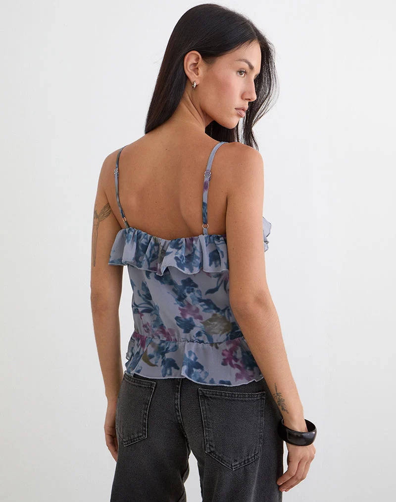 Maitra Cami-Top aus Chiffon in Schattenlilienblau
