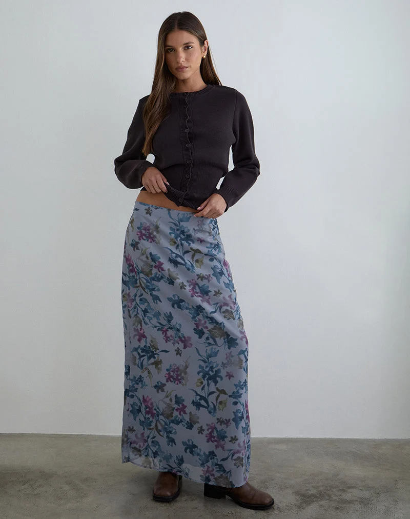 Lurina Maxirock aus Chiffon in Schattenlilienblau