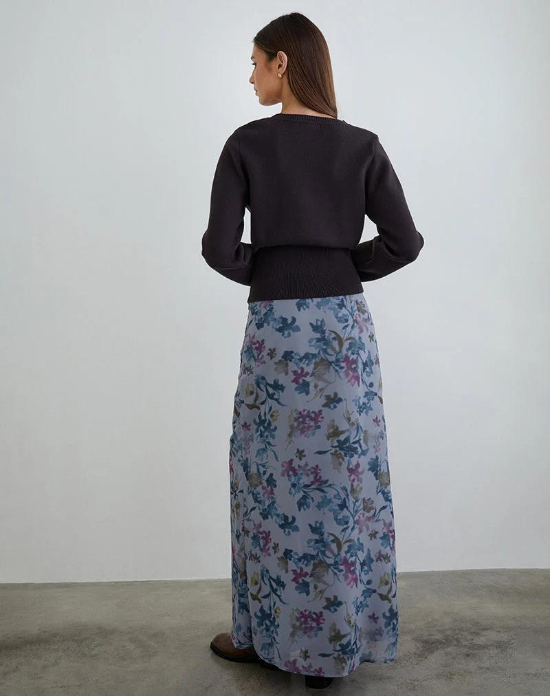 Lurina Maxirock aus Chiffon in Schattenlilienblau