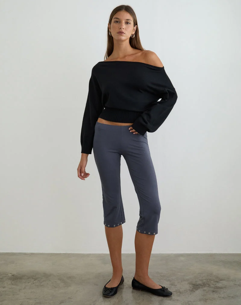 Kyogai Capri-Hose aus Jersey Ocean Storm mit Ösen