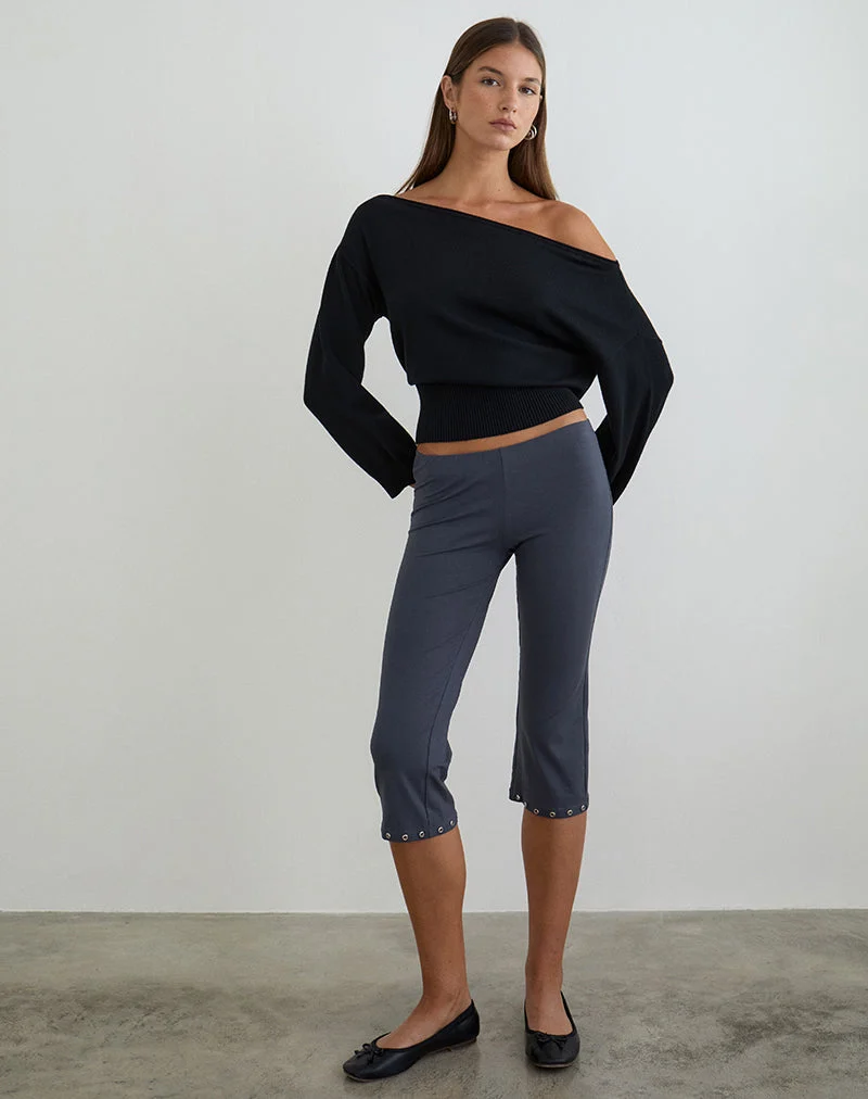 Kyogai Capri-Hose aus Jersey Ocean Storm mit Ösen