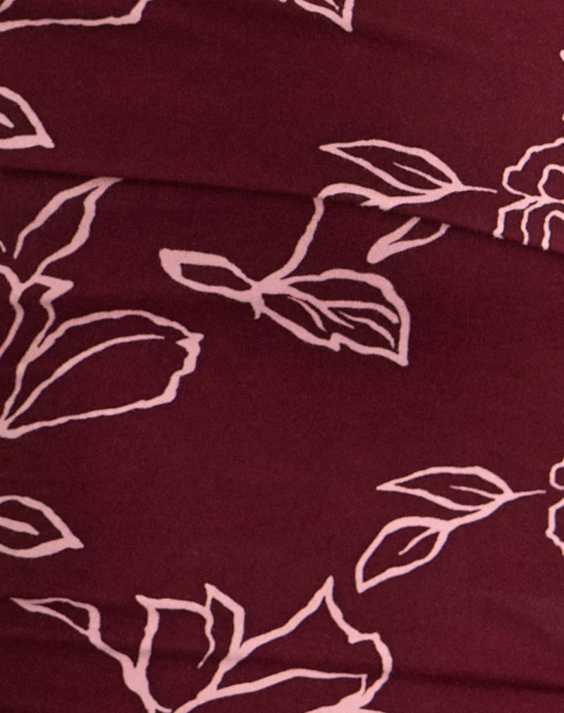 Marga One-Shoulder-Top in Outline Rose Maroon