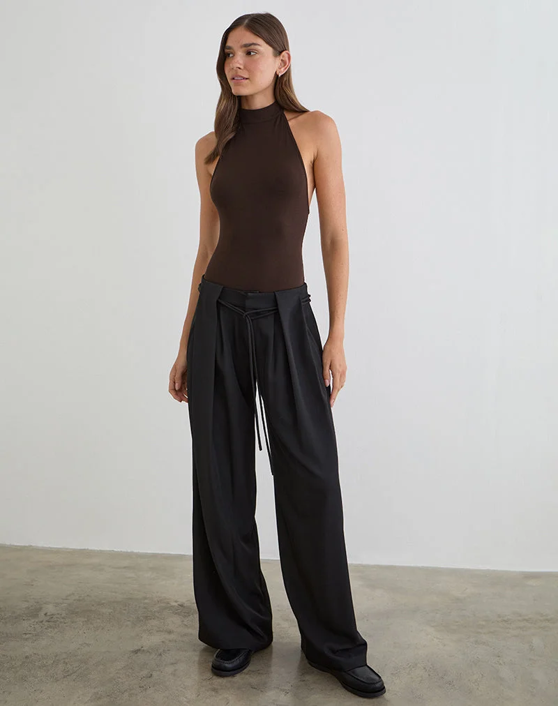 Raleah Neckholder-Body aus Jersey in Bitter Chocolate