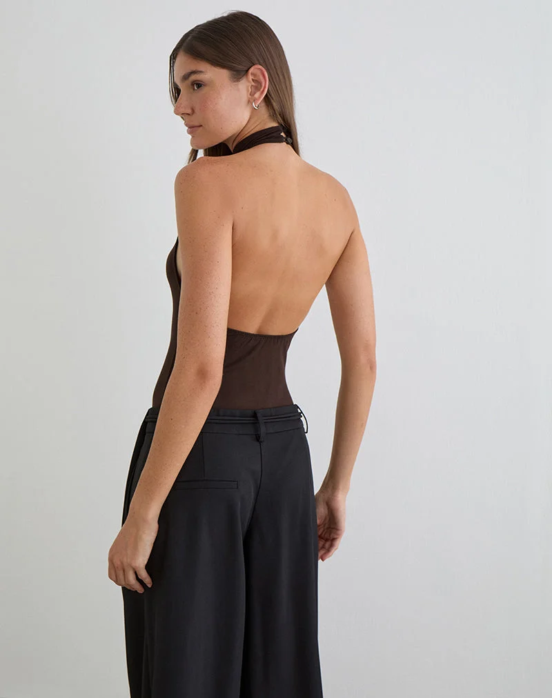 Raleah Neckholder-Body aus Jersey in Bitter Chocolate
