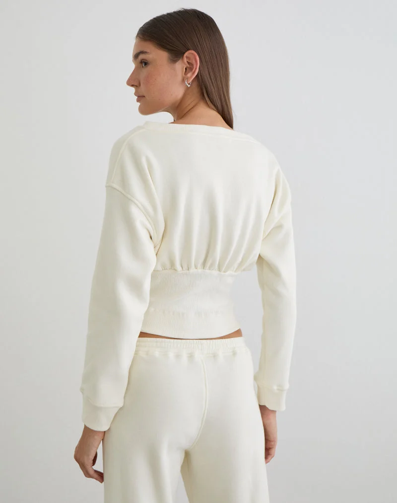Bigail Pullover mit V-Ausschnitt in Winterweiß