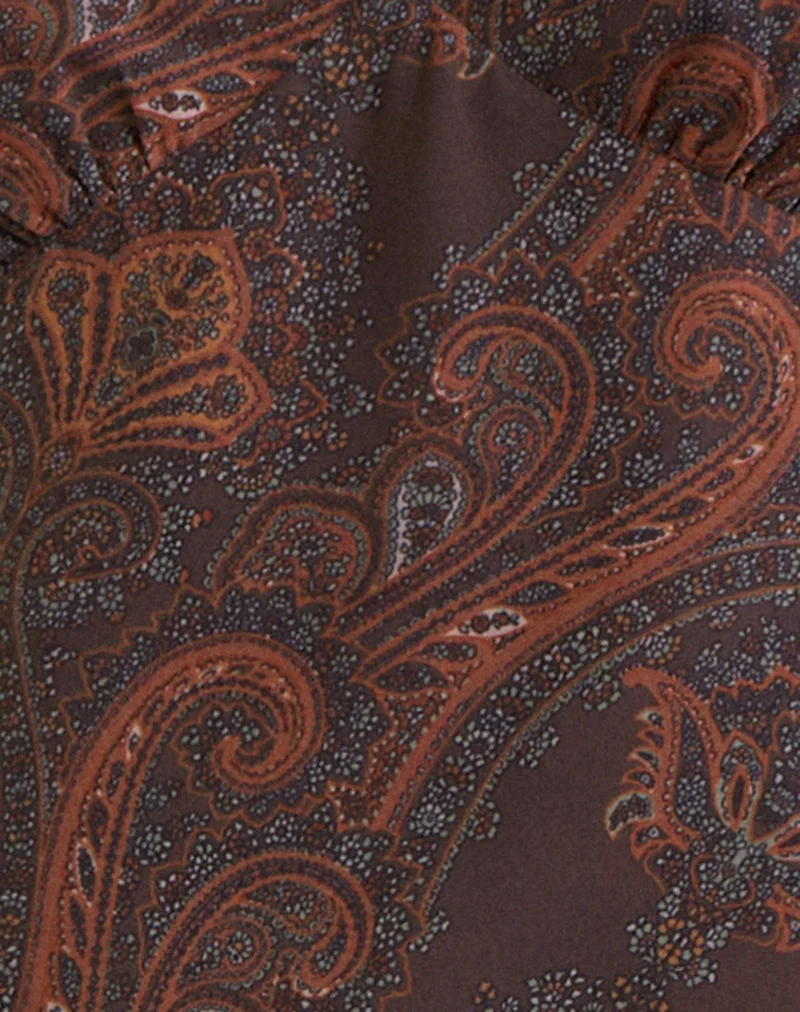 Karilo Langarm-Oberteil aus Chiffon in Royal Paisley Burgundy